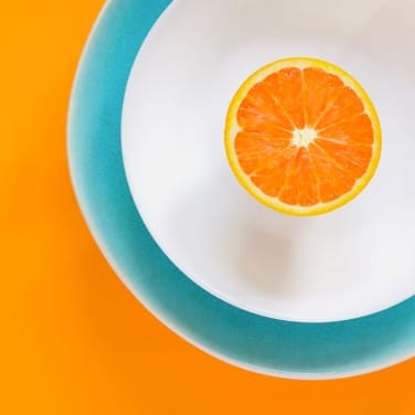 Close-up of
an orange on a bright background